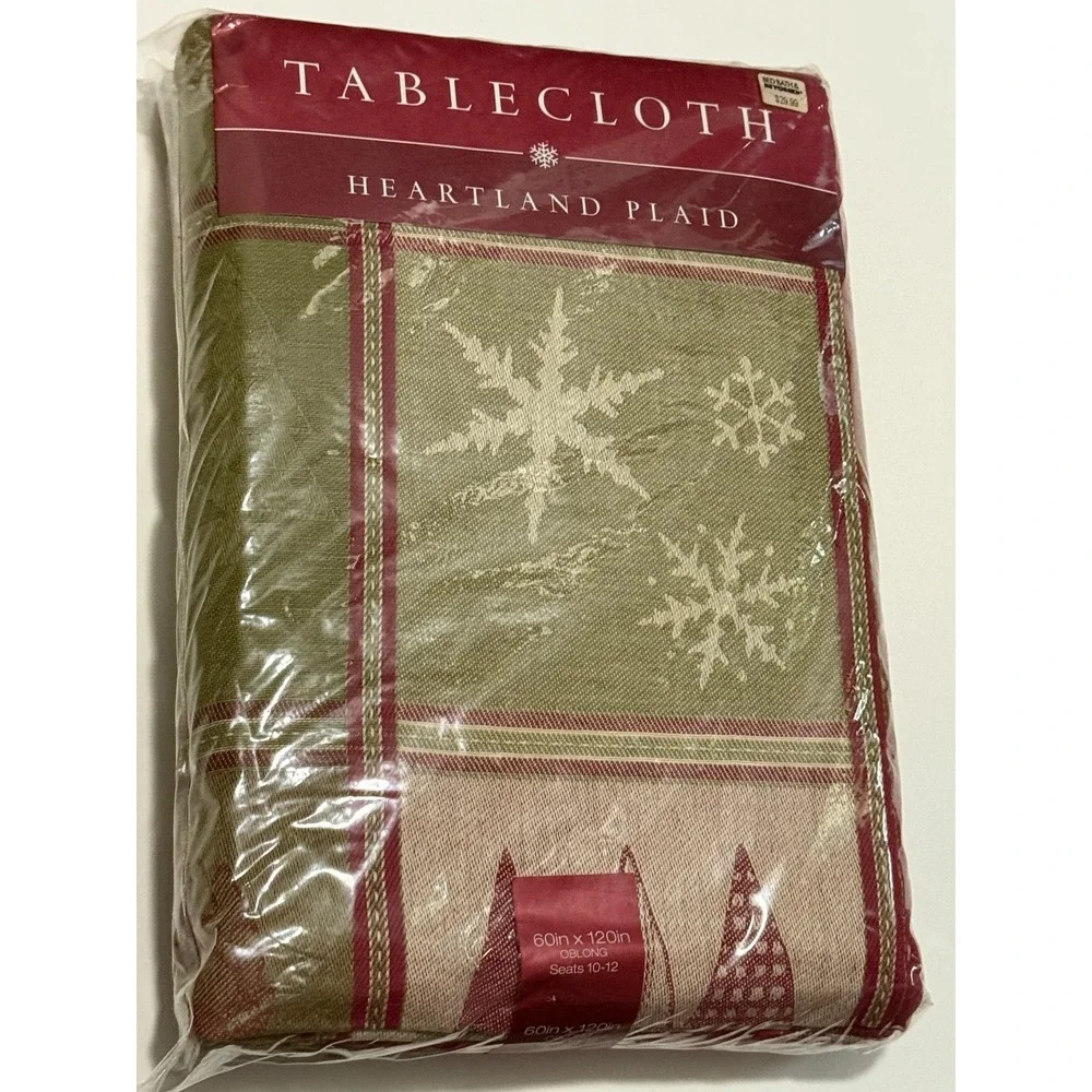 NWT Heartland Plaid Winter Home Tablecloth 60